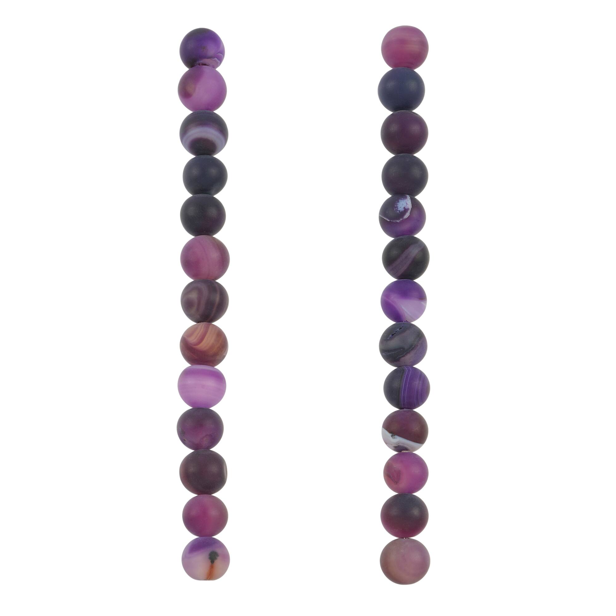 12 Pack: Purple Matte Agate Round Beads by Bead Landing